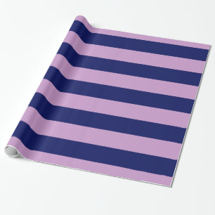 Lila Lavendel, Navy Blue XL Stripes Muster V Geschenkpapier