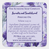 Lila Lavendel Parfüm-Roller Flaschenetikett Quadratischer Aufkleber (Vorderseite)