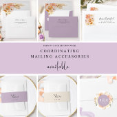 Lila Lavendel Peach Floral Monogram Wedding Einladungsbanderole