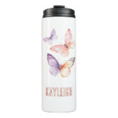 Lila Lavendel-Peach-Schmetterlinge Thermosbecher (Vorderseite)