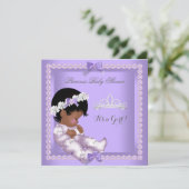 Lila Lavendel Pearl Baby Shower Girl Einladung (Stehend Vorderseite)