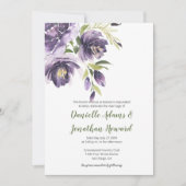 Lila Lavendel-Peonies - Grüne Rückensehen Einladung (Vorderseite)