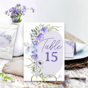 Lila Lavendel Peri Floral editierbar Tischnummer