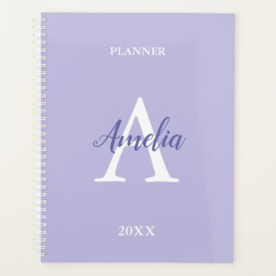 Lila Lavendel Personalisierter Monogramm-Planer Planer
