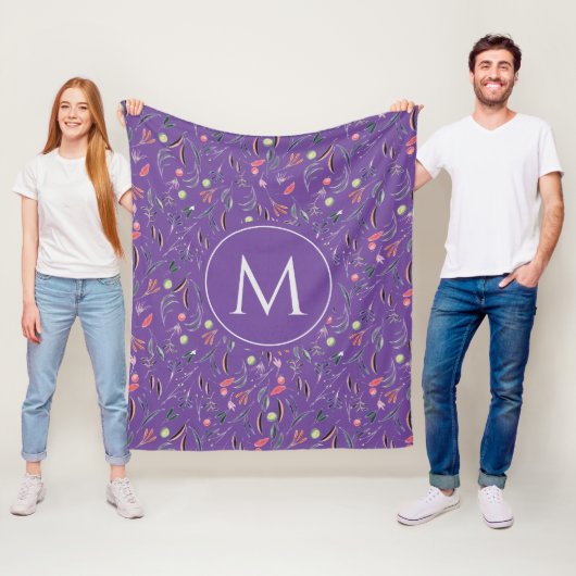 Lila Lavendel Personalisiertes MONOGRAM Fleecedecke (Beispiel)