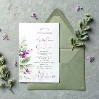 Lila Lavendel-Pflanze - Lila Hintergrundhochzeit Einladung