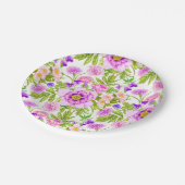 Lila Lavendel-Pink-Blume-Muster Pappteller (Schrägansicht)