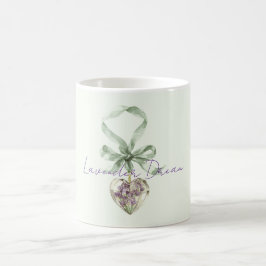 Lila Lavendel Pistazien Grün Florales Herz  Kaffeetasse