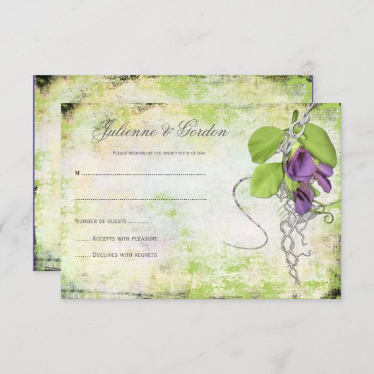 Lila Lavendel-Platterbsen UAWG RSVP Karte (Vorne/Hinten)