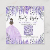 Lila Lavendel Quinceanera QR-Code UAWG Begleitkarte (Vorderseite)