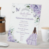 Lila Lavendel Quinceñera Cocktails Menü Sockelschild (In Situ)