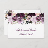 Lila Lavendel Rosa Blumenzehen Dankeskarte (Vorne/Hinten)
