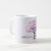 Lila Lavendel Rosa Blumige Herzen Baum Kaffeetasse (Vorderseite Links)