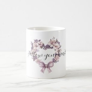 Lila Lavendel Rosa Florales Herz Kranz Kaffeetasse