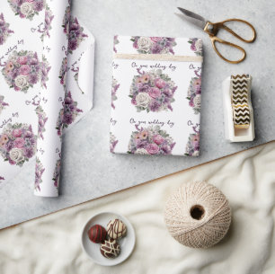 Lila Lavendel Rosa Rosen Hochzeitsstrauß Geschenkpapier