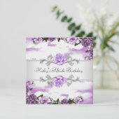 Lila Lavendel-Rose 50. Geburtstagsparty Einladung (Stehend Vorderseite)