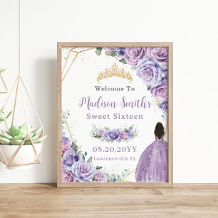 Lila Lavendel Rose Brown Princess Birthday Gold Poster