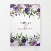 Lila, Lavendel, Rosenhochzeit | Dreifach Gefaltete Einladung (Cover)