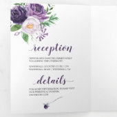 Lila, Lavendel, Rosenhochzeit | Dreifach Gefaltete Einladung (Innen Erste Seite)