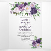 Lila, Lavendel, Rosenhochzeit | Dreifach Gefaltete Einladung (Innenseite Mitte)