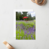 Lila Lavendel, Roter Schirm Mitteilungskarte (Vorderseite/Rückseite Beispiel)