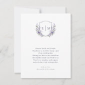 Lila Lavendel Rustikale Hochzeit Dankeskarte (Rückseite)