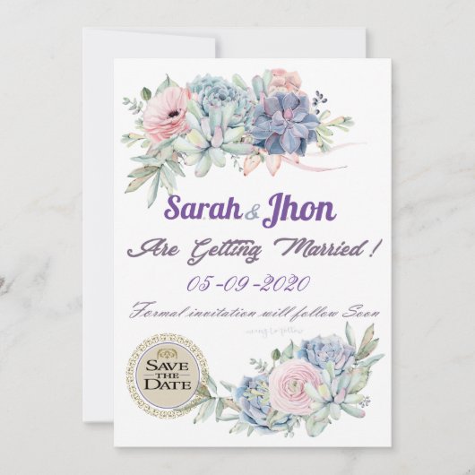 Lila Lavendel Save the Date druckbar Einladung (Vorderseite)