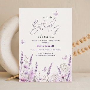 Lila Lavendel Schmetterling Baby Shower Einladung
