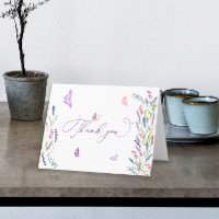 Lila Lavendel & Schmetterling Dankeschön Karte