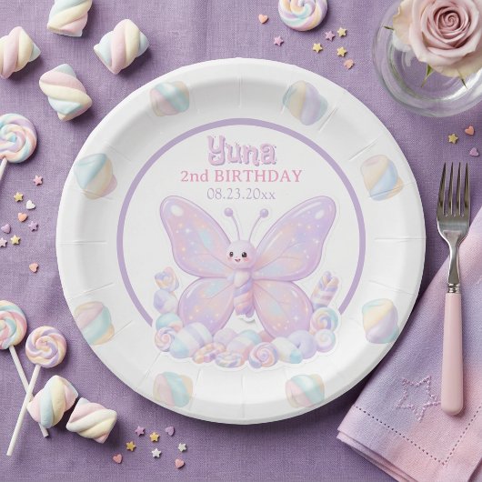 Lila Lavendel Schmetterling Geburtstag Pappteller