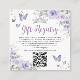 Lila Lavendel Schmetterlinge Quinceanera QR Gesche Begleitkarte