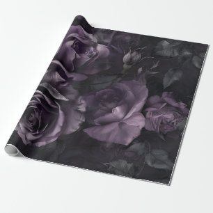 Lila Lavendel Schwermütige Rosen Floral Goth Geschenkpapier