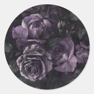 Lila Lavendel Schwermütige Rosen Floral Goth Runder Aufkleber