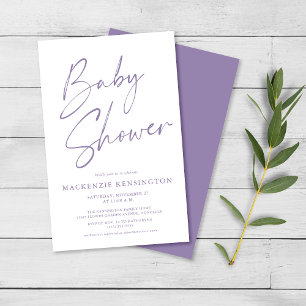 Lila Lavendel Script Baby Dusche FLYER