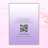 Lila Lavendel-Script-Elegant QR-Code Hochzeit Einladung