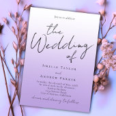 Lila Lavendel-Script-Elegant QR-Code Hochzeit Einladung