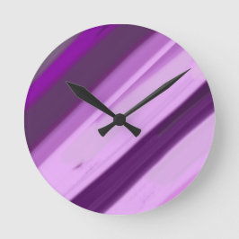 Lila Lavendel Streifen  Runde Wanduhr