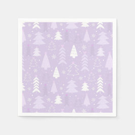 Lila Lavendel Trees Winterweihnachtsfest Serviette