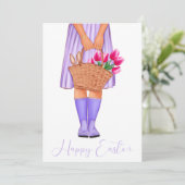Lila Lavendel Tulips Fashion Girl Happy Ostery (Stehend Vorderseite)