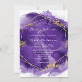 Lila Lavendel und goldene Paint Geometric Wedding Einladung (Vorderseite)