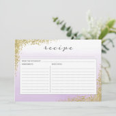 Lila Lavendel- und Goldrezeptkarte Einladung (Stehend Vorderseite)