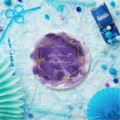 Lila Lavendel- und Goldwasser-Hochzeit Pappteller (Party)