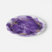 Lila Lavendel- und Goldwasser-Hochzeit Pappteller (Schrägansicht)