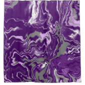 Lila. Lavendel und Grau-Marmor-Fluid Art Duschvorhang (Vorderseite)