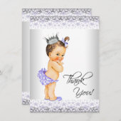 Lila Lavendel und Graue Babydusche Vielen Dank Dankeskarte (Vorne/Hinten)