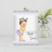 Lila Lavendel und Graue Babydusche Vielen Dank Dankeskarte (Stehend Vorderseite)