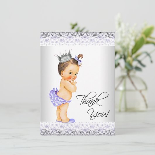 Lila Lavendel und Graue Babydusche Vielen Dank Dankeskarte (Stehend Vorderseite)