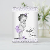 Lila Lavendel und Graue Babydusche Vielen Dank Dankeskarte (Stehend Vorderseite)