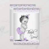 Lila Lavendel und Graue Babydusche Vielen Dank Dankeskarte (Vorne/Hinten)