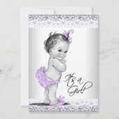 Lila Lavendel und graue Girl-Dusche Einladung (Vorderseite)